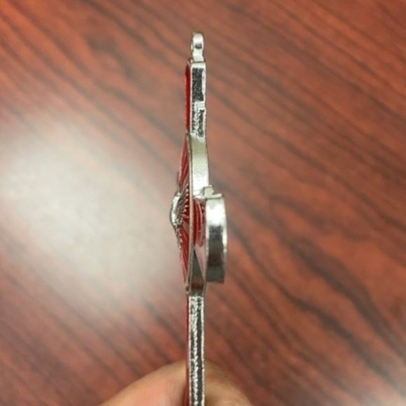 *LIKE NEW* Holy Spirit Metal Red Enamel Cross - Catholic Confirmation Pentecost - Picture 4 of 4